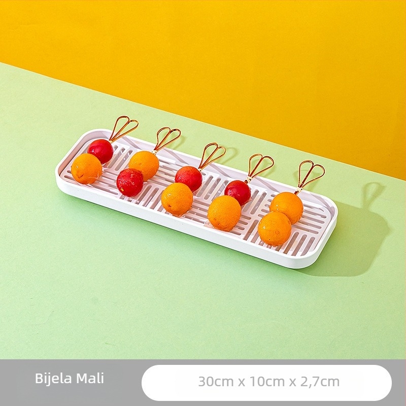 Plastični izložbeni pladanj za karamelizirane hlohe štapiće, četvrtasti plitki tanjur, moderni minimalistički stil, namijenjeno za komercijalnu upotrebu