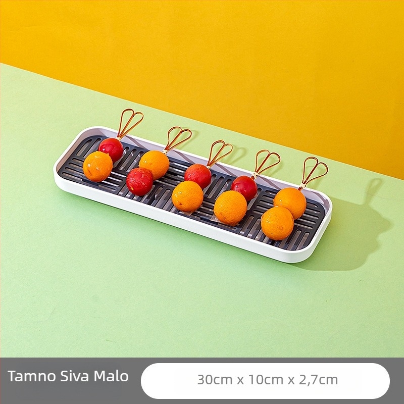 Plastični izložbeni pladanj za karamelizirane hlohe štapiće, četvrtasti plitki tanjur, moderni minimalistički stil, namijenjeno za komercijalnu upotrebu