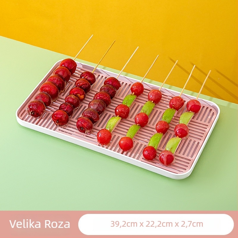 Plastični izložbeni pladanj za karamelizirane hlohe štapiće, četvrtasti plitki tanjur, moderni minimalistički stil, namijenjeno za komercijalnu upotrebu