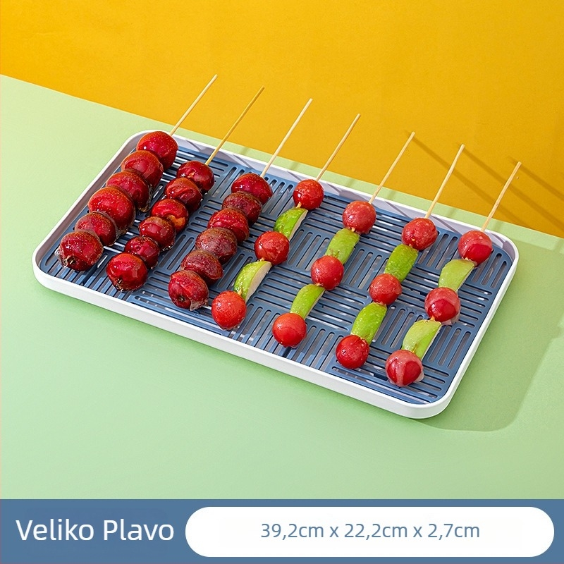 Plastični izložbeni pladanj za karamelizirane hlohe štapiće, četvrtasti plitki tanjur, moderni minimalistički stil, namijenjeno za komercijalnu upotrebu