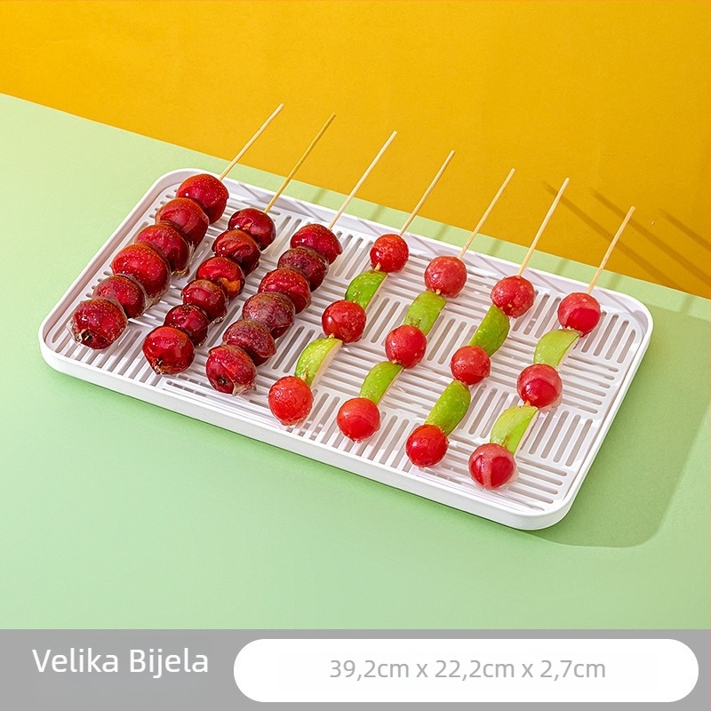 Plastični izložbeni pladanj za karamelizirane hlohe štapiće, četvrtasti plitki tanjur, moderni minimalistički stil, namijenjeno za komercijalnu upotrebu