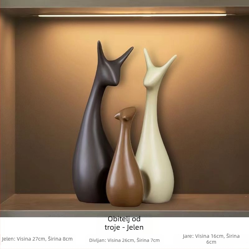 Keramički jelen dekorativni predmet za kućnu dekoraciju | Materijal: monokromni glazirani porcelan | Kategorija: Životinja | Pakiranje: karton | Prigode darivanja: vjenčanje, rođendan, suvenir s putovanja, promocija