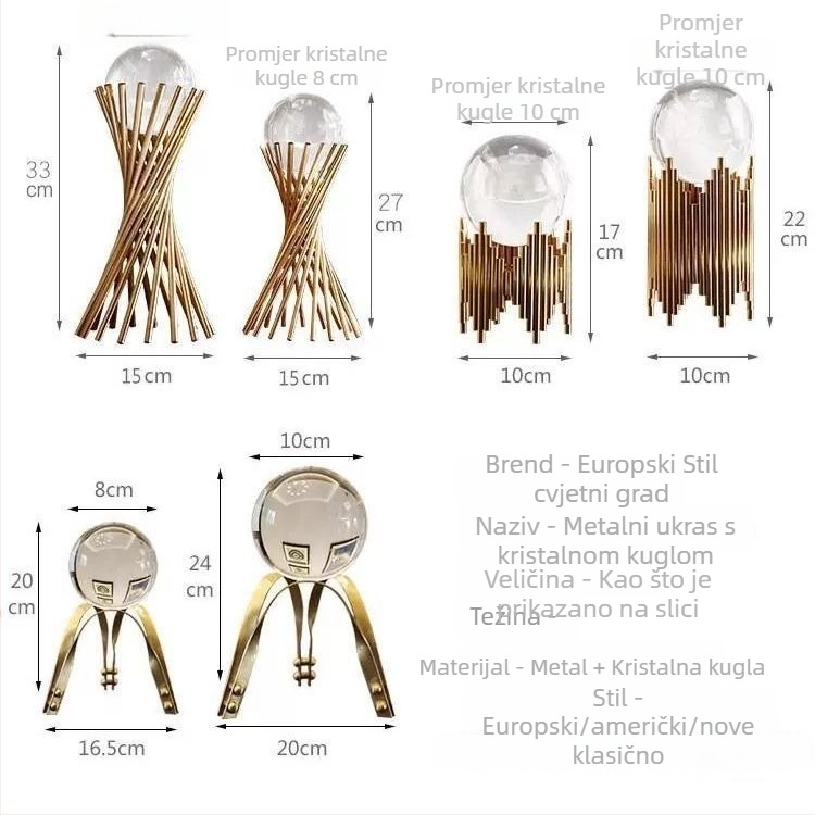 Kristalna kugla ukras za vinsku skrinicu, skandinavski moderni uredski dekor za ured, dnevnu sobu, hodnik i TV ormarić (Marka: Unique; Materijal: legura; Namjena poklona: promotivni pokloni; Poklon: poslovni pokloni)