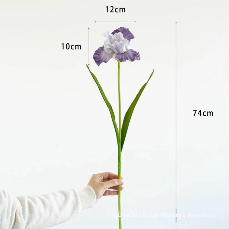 Umjetni iris cvijet, PU materijal, ručno izrađeno i ručno oslikano, dekor za dom i rekvizit za fotografiranje