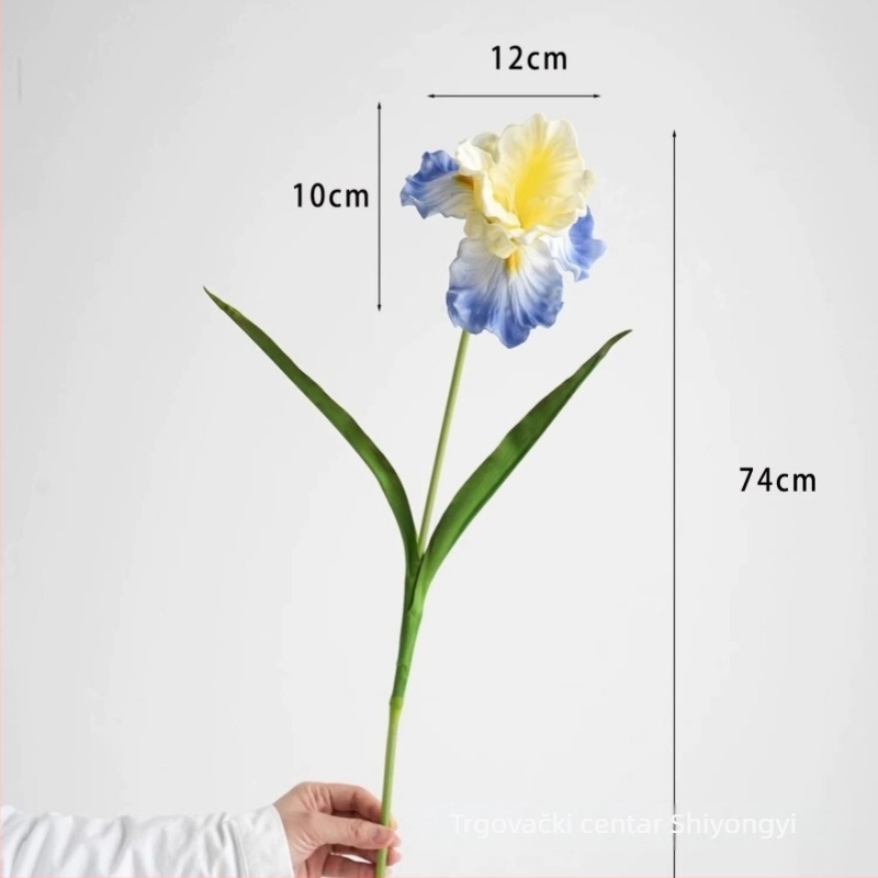 Umjetni iris cvijet, PU materijal, ručno izrađeno i ručno oslikano, dekor za dom i rekvizit za fotografiranje