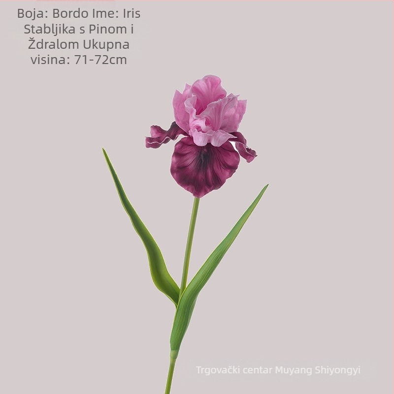 Umjetni iris cvijet, PU materijal, ručno izrađeno i ručno oslikano, dekor za dom i rekvizit za fotografiranje