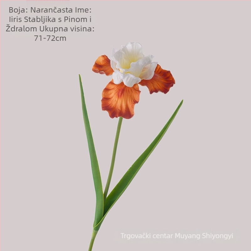 Umjetni iris cvijet, PU materijal, ručno izrađeno i ručno oslikano, dekor za dom i rekvizit za fotografiranje