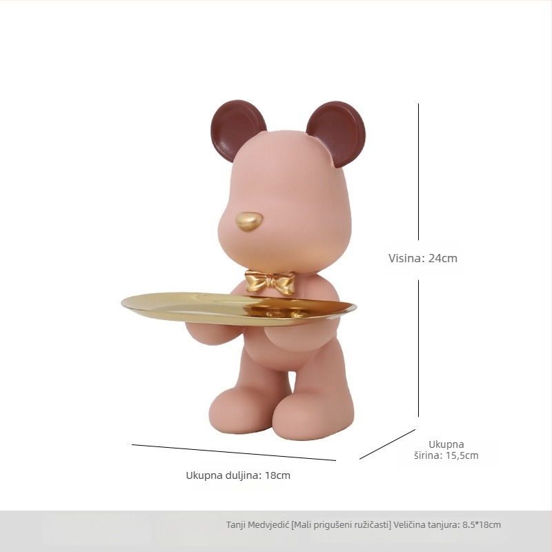 Podloga u obliku medvjeda za ulazni hodnik, držač ključeva, smola, moderni minimalistički stil