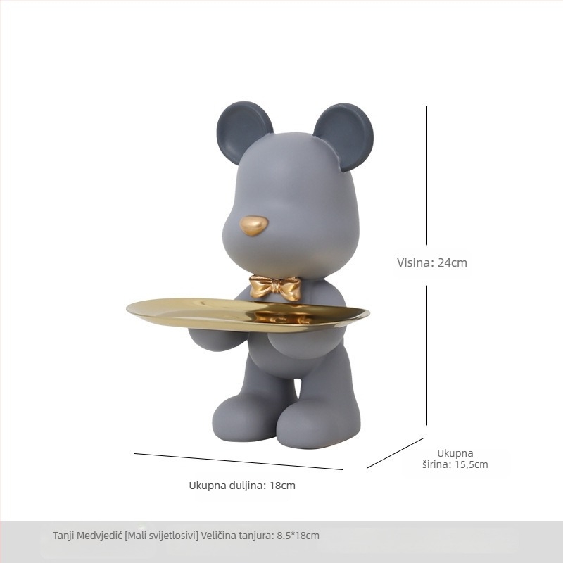 Podloga u obliku medvjeda za ulazni hodnik, držač ključeva, smola, moderni minimalistički stil