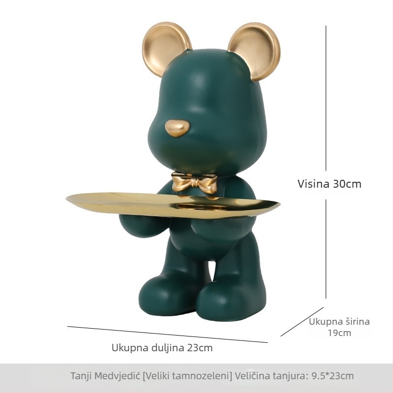 Podloga u obliku medvjeda za ulazni hodnik, držač ključeva, smola, moderni minimalistički stil