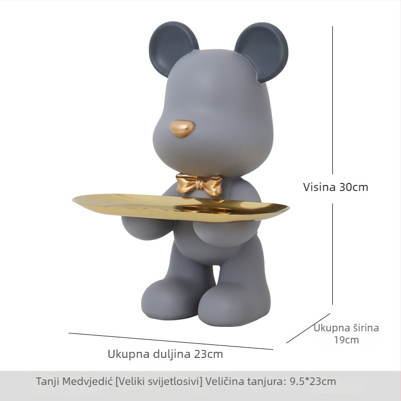 Podloga u obliku medvjeda za ulazni hodnik, držač ključeva, smola, moderni minimalistički stil