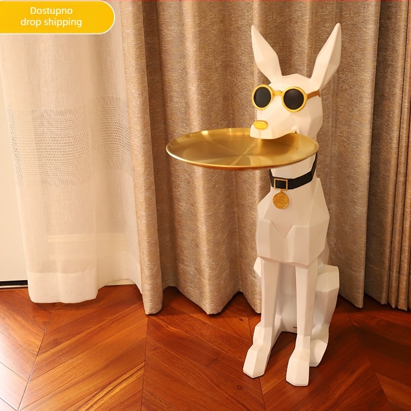 Doberman dekorativna figura na podnosu s naočalama; Materijal: sintetska smola; Težina: 4,5 kg