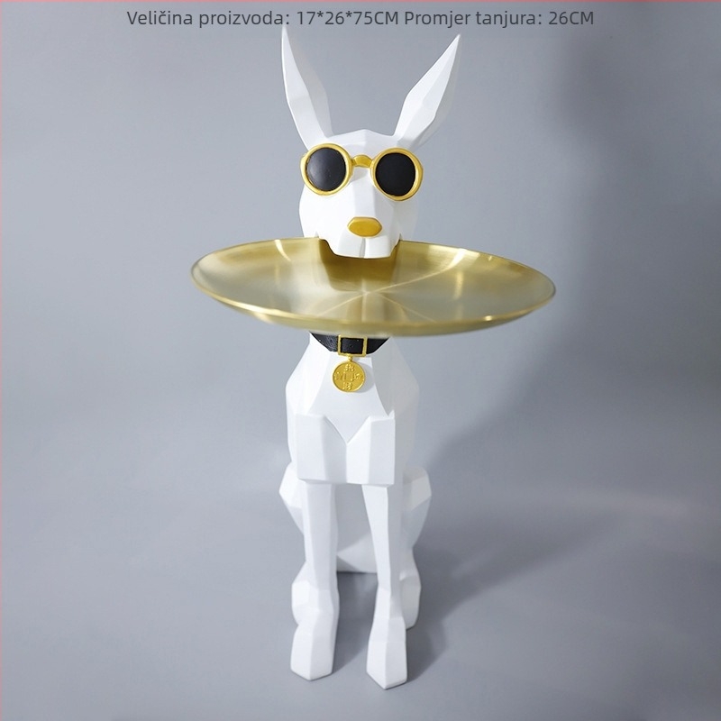 Doberman dekorativna figura na podnosu s naočalama; Materijal: sintetska smola; Težina: 4,5 kg