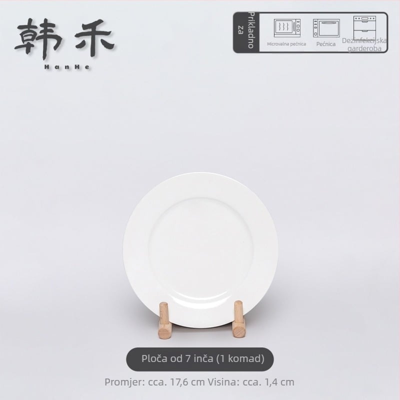 Han He porculanski kružni tanjur, mikrovalna siguran, glazura pahulja snijega, moderni minimalistički stil,Hotelsko/restoransko posuđe