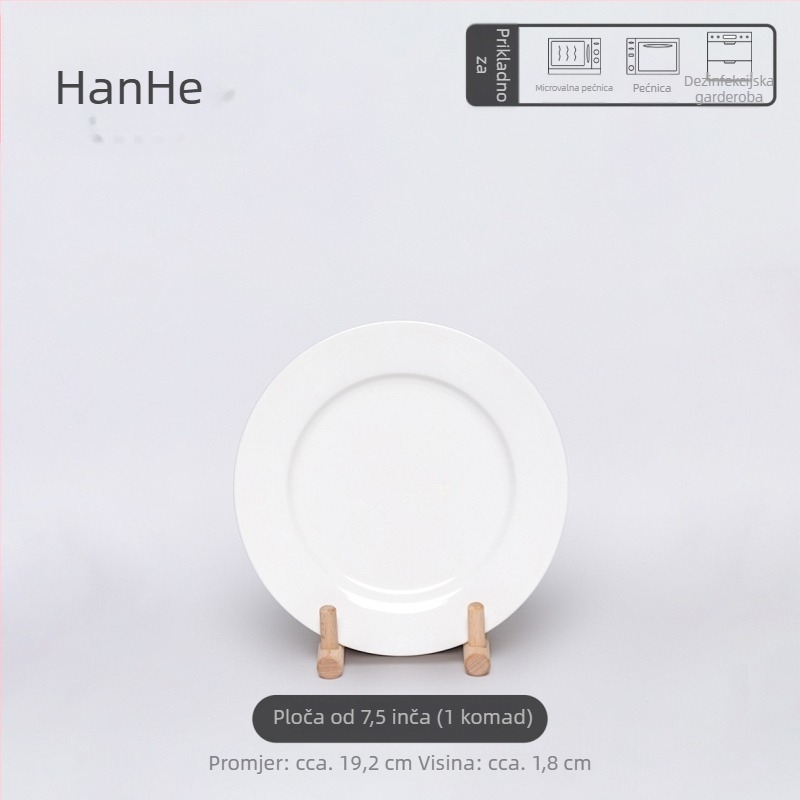 Han He porculanski kružni tanjur, mikrovalna siguran, glazura pahulja snijega, moderni minimalistički stil,Hotelsko/restoransko posuđe
