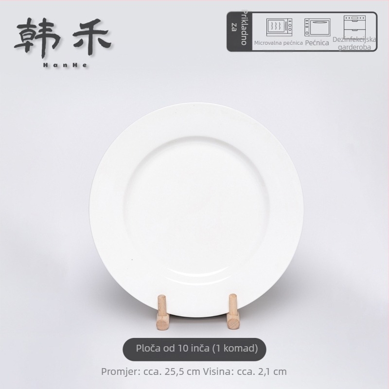 Han He porculanski kružni tanjur, mikrovalna siguran, glazura pahulja snijega, moderni minimalistički stil,Hotelsko/restoransko posuđe