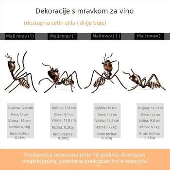 Željezni stalak za vino s crtanim mrav motivom, za kućnu i bar dekoraciju