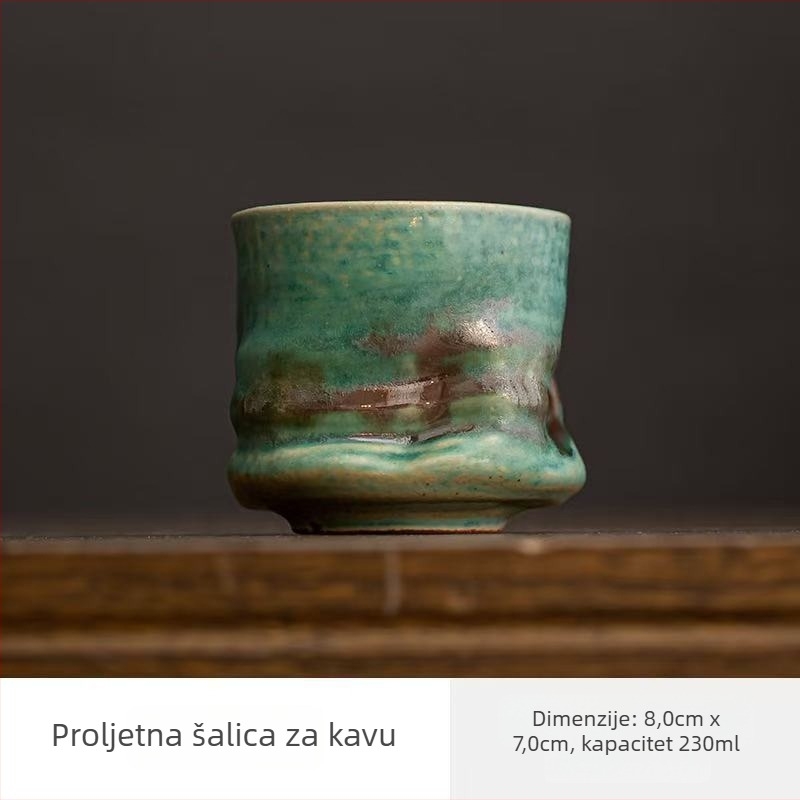 Šalica za kavu od stoneware, ručno izrađena keramika s plisiranim nepravilnim oblikom, pećna glazura, težina 230 g, marka Mingjiang Haoyi, prilagodba dostupna, moguć tiskanje logotipa.
