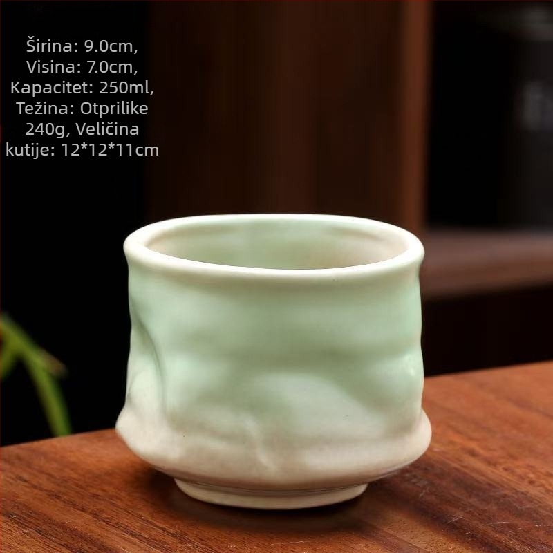 Šalica za kavu od stoneware, ručno izrađena keramika s plisiranim nepravilnim oblikom, pećna glazura, težina 230 g, marka Mingjiang Haoyi, prilagodba dostupna, moguć tiskanje logotipa.