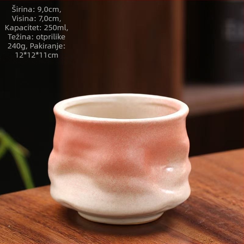 Šalica za kavu od stoneware, ručno izrađena keramika s plisiranim nepravilnim oblikom, pećna glazura, težina 230 g, marka Mingjiang Haoyi, prilagodba dostupna, moguć tiskanje logotipa.