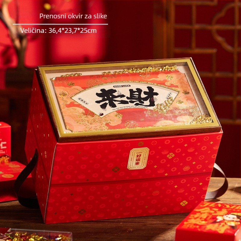 Poklon kutija s prijenosnim dizajnom torbe, od posebnog papira, UV završna obrada, kineski stil