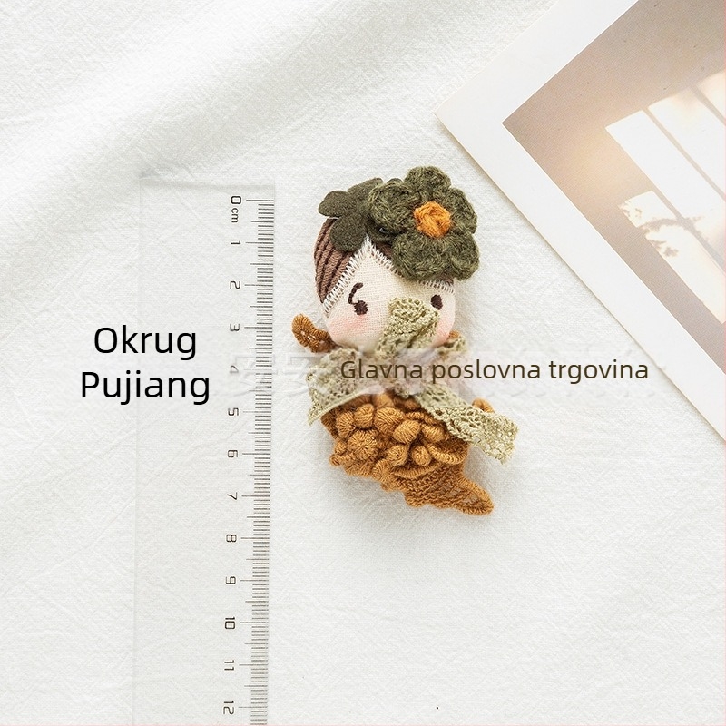 Know mi'an Ručno izrađeni tekstilni privjesak – Ogrlica s temom šume, djevojčica-medvjed, originalni dizajn, ljeto 2025
