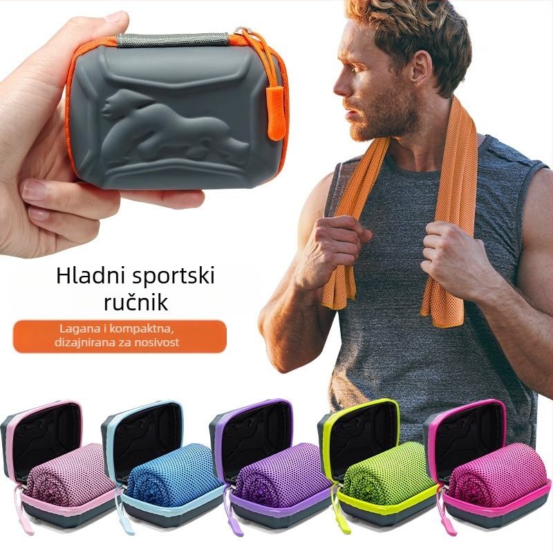 Prijenosni sportski ručnik s hladnim osjećajem, brzo upija, poliester, 160 g/m², za jogu i fitness