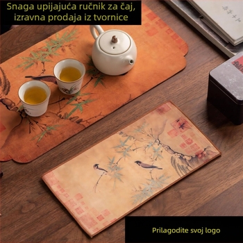 Zen-inspirirana kuhinjska krpa za čaj, debela i vrlo upijajuća, od smjese materijala (Kôd proizvoda: 010; Proizvodni postupak: tisak; Upijanje: 0–5 s)