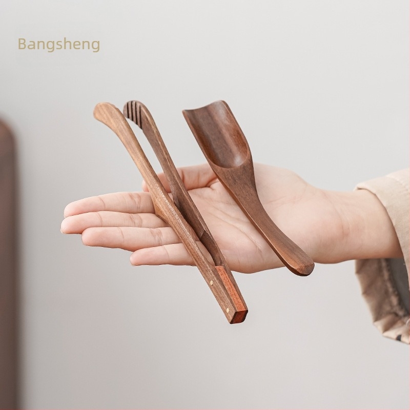 Žličica za čaj od orahovog drva s alatom za izvlačenje listova čaja i mjernom funkcijom, visokokvalitetan dodatak za čaj u kineskom stilu