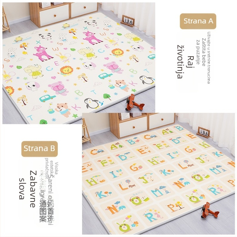 Dječji mat za puzanje - pravokutni, XPE pjena, s karikaturnim uzorkom, za dnevni boravak