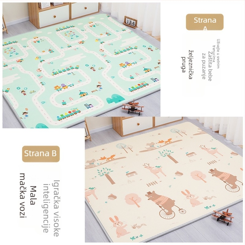 Dječji mat za puzanje - pravokutni, XPE pjena, s karikaturnim uzorkom, za dnevni boravak