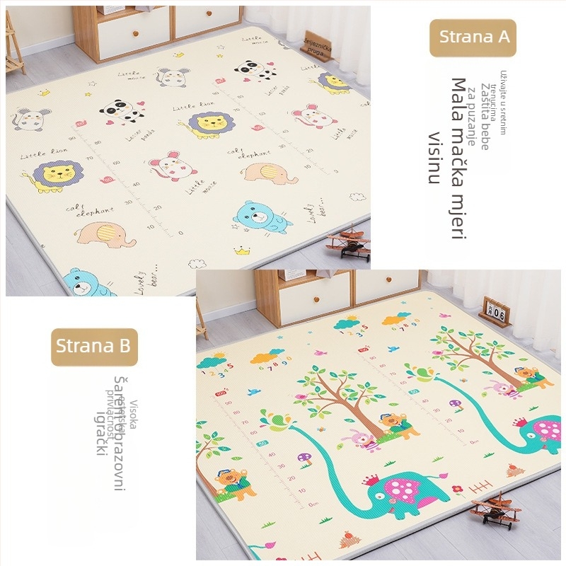 Dječji mat za puzanje - pravokutni, XPE pjena, s karikaturnim uzorkom, za dnevni boravak