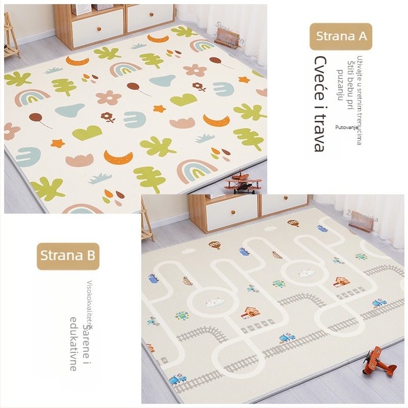 Dječji mat za puzanje - pravokutni, XPE pjena, s karikaturnim uzorkom, za dnevni boravak
