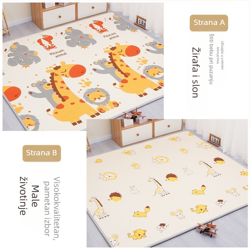 Dječji mat za puzanje - pravokutni, XPE pjena, s karikaturnim uzorkom, za dnevni boravak