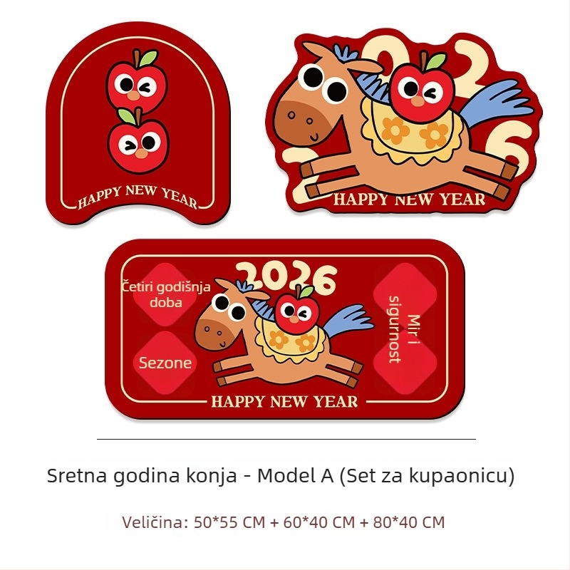 Set kupaonskih prostirki od diatomita, 3-komadni, protuklizne, perive, s dizajnom simpatičnih životinja