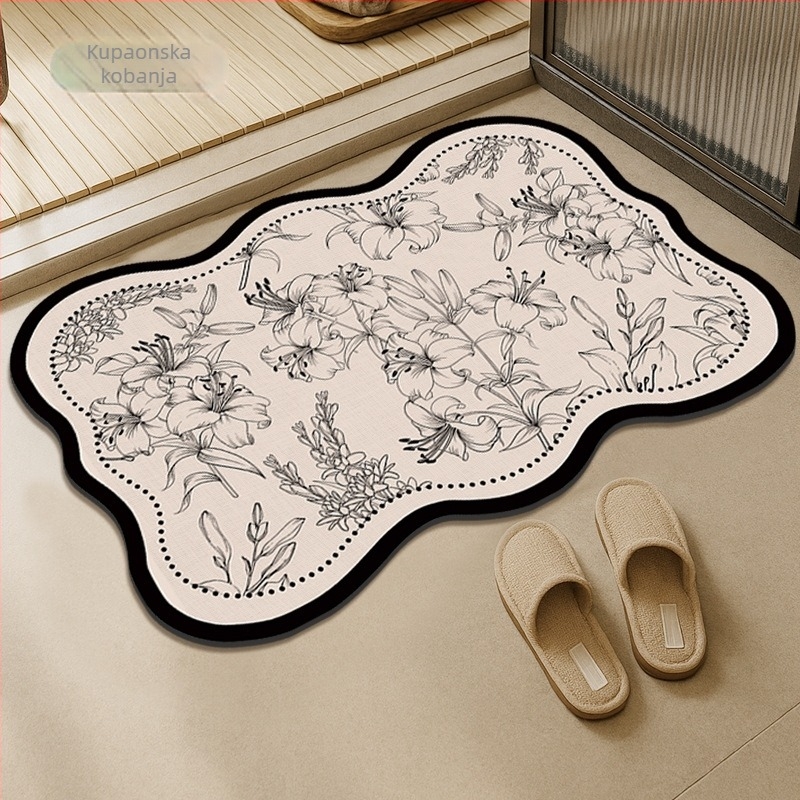 Podložka za kupaonicu od diatomskog gline – četverokutna, protuklizna, reljefna i strojno tkanа, ručno pranje, prilagodljivi uzorci tiskom i UV prijenos logotipa