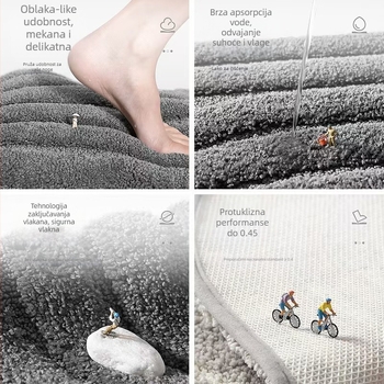 Set prostirki za kupaonicu za WC, tri komada, poliester flokiranje, četvrtasti oblik, jednofarbni uzorak, perivo