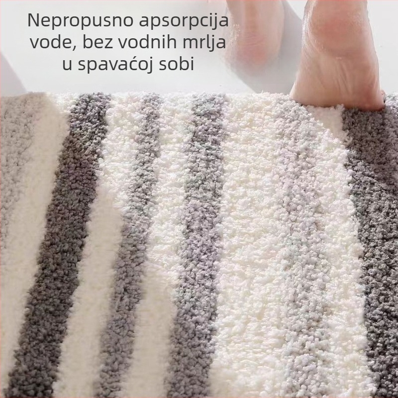 Set prostirki za kupaonicu za WC, tri komada, poliester flokiranje, četvrtasti oblik, jednofarbni uzorak, perivo