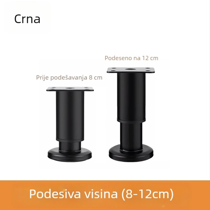 Velika teleskopska noga s bazom za namještaj — pogodna za krevet, ormar, TV komodu i čajnu stol; Materijal: hladno valjani čelik; Stil: moderni minimalistički; Proizvodnja: otiskivanje/brušenje/poliranje