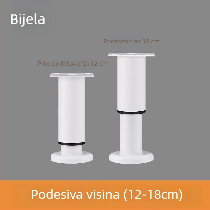Velika teleskopska noga s bazom za namještaj — pogodna za krevet, ormar, TV komodu i čajnu stol; Materijal: hladno valjani čelik; Stil: moderni minimalistički; Proizvodnja: otiskivanje/brušenje/poliranje