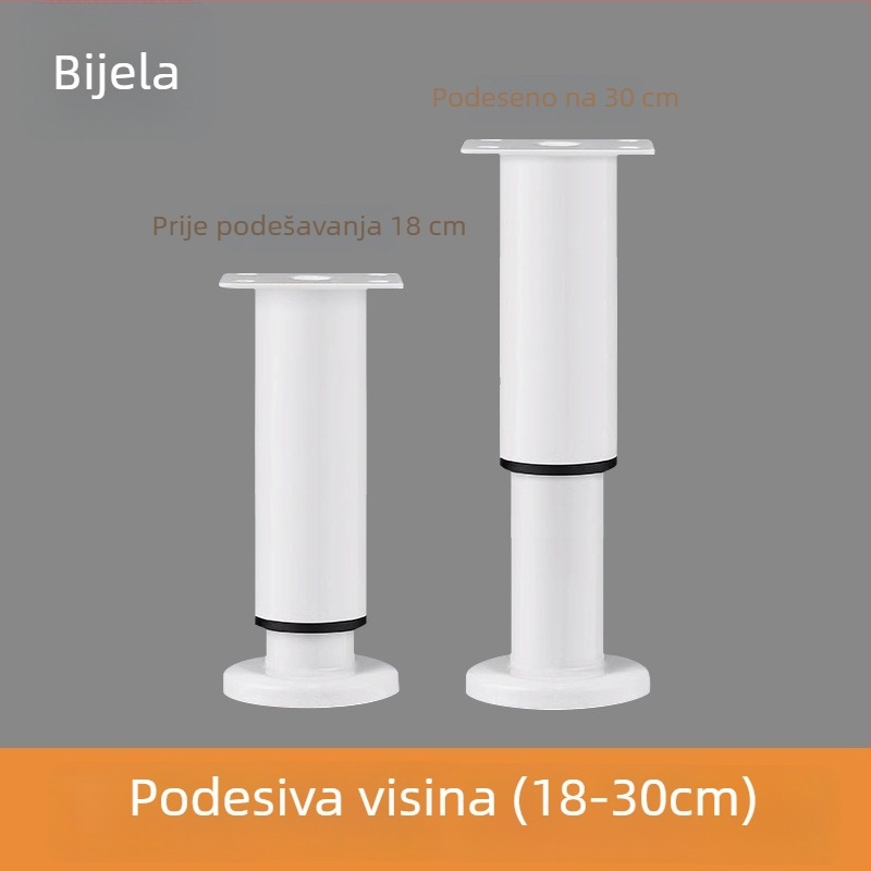 Velika teleskopska noga s bazom za namještaj — pogodna za krevet, ormar, TV komodu i čajnu stol; Materijal: hladno valjani čelik; Stil: moderni minimalistički; Proizvodnja: otiskivanje/brušenje/poliranje