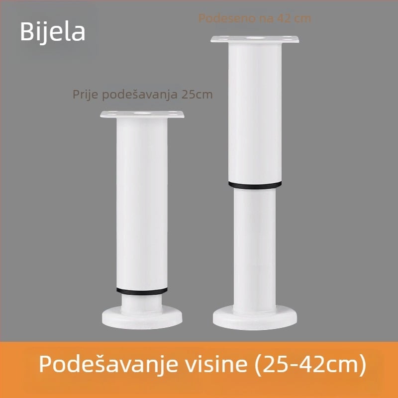 Velika teleskopska noga s bazom za namještaj — pogodna za krevet, ormar, TV komodu i čajnu stol; Materijal: hladno valjani čelik; Stil: moderni minimalistički; Proizvodnja: otiskivanje/brušenje/poliranje