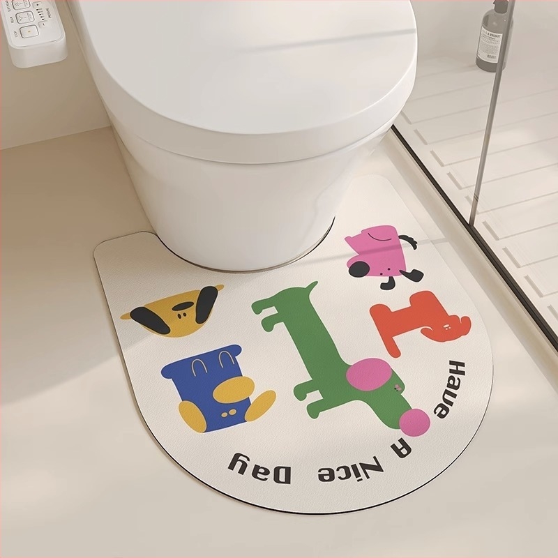 WC prostirka od diatomita, apsorbirajuća vodu, protuklizna, brzo suši, crtani uzorak