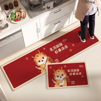 Kuhinjska podloga za pod, materijal: diatomitna glina, oblik: kvadrat, uzorak: crtić anime, ručno pranje, protuklizna