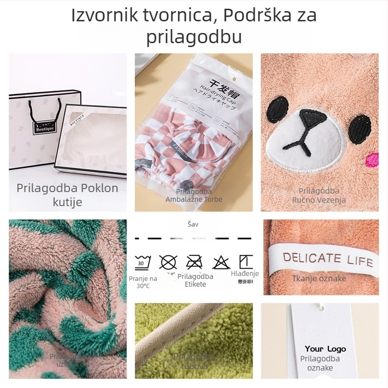 Kapa za sušenje kose od koralnog pliša, izvezeni dizajn, 50–79 g, brzo sušenje, visoka apsorpcija