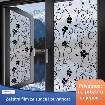 PVC folija za privatnost prozora – samoljepljiva, moderni minimalistički stil, jednobojni uzorak, 1 komad