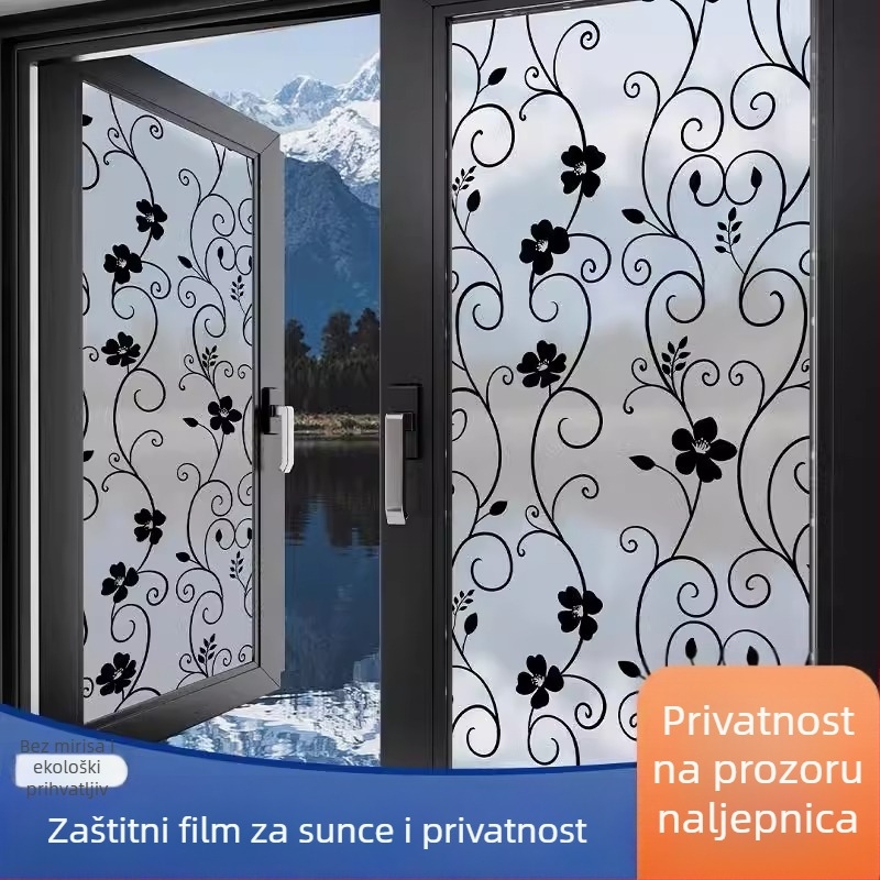 PVC folija za privatnost prozora – samoljepljiva, moderni minimalistički stil, jednobojni uzorak, 1 komad