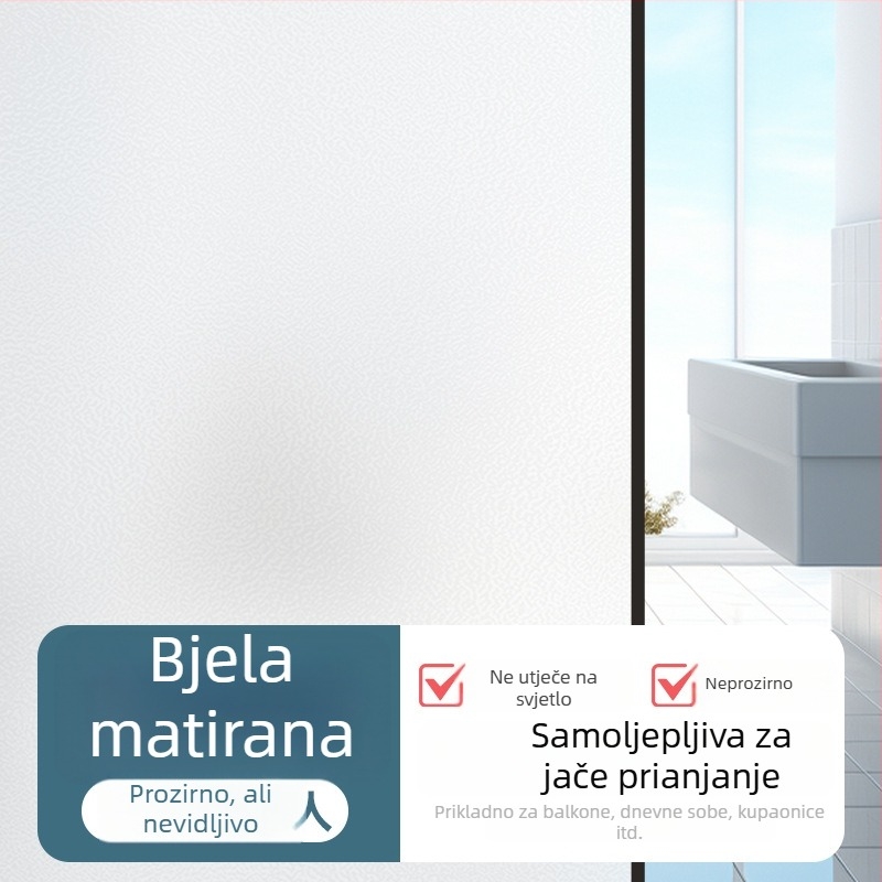 PVC folija za privatnost prozora – samoljepljiva, moderni minimalistički stil, jednobojni uzorak, 1 komad