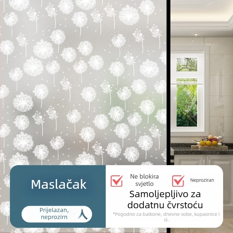 PVC folija za privatnost prozora – samoljepljiva, moderni minimalistički stil, jednobojni uzorak, 1 komad