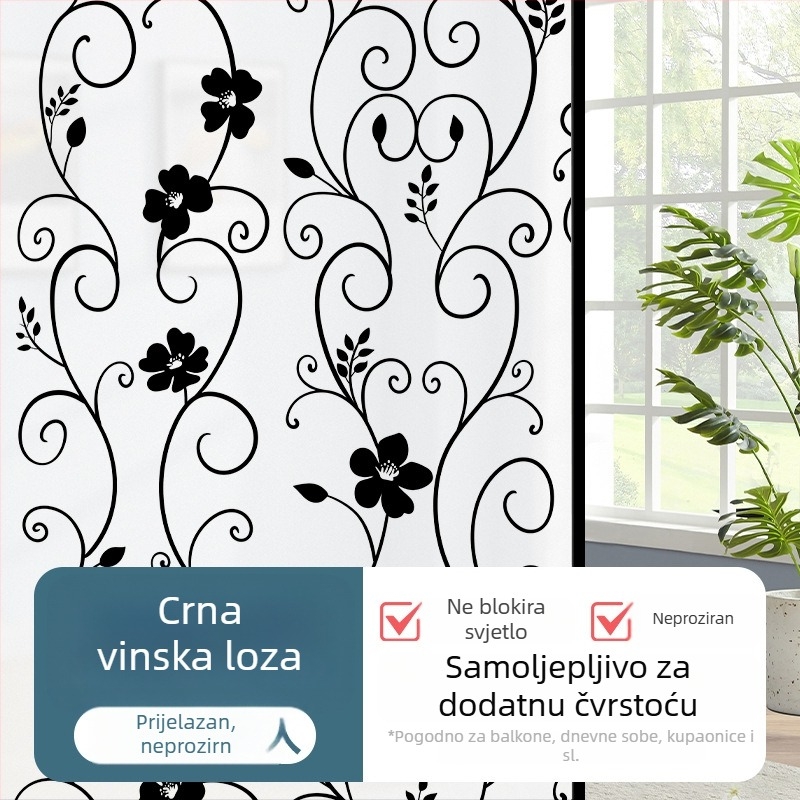 PVC folija za privatnost prozora – samoljepljiva, moderni minimalistički stil, jednobojni uzorak, 1 komad